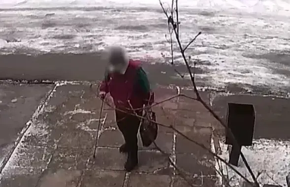 Пенсионерка за несколько секунд до нападения / Скриншот с видео МВД​