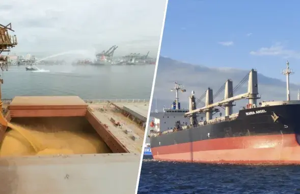 Судно, заблокированное в порту Одессы
