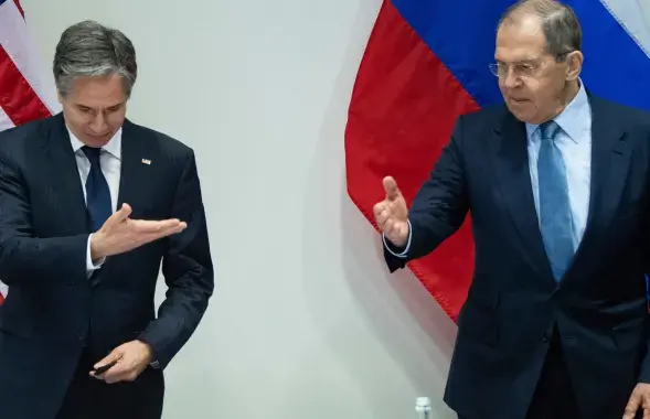 Дзяржсакратар ЗША Энтані Блінкен і кіраўнік МЗС РФ Сяргей Лаўроў / АР