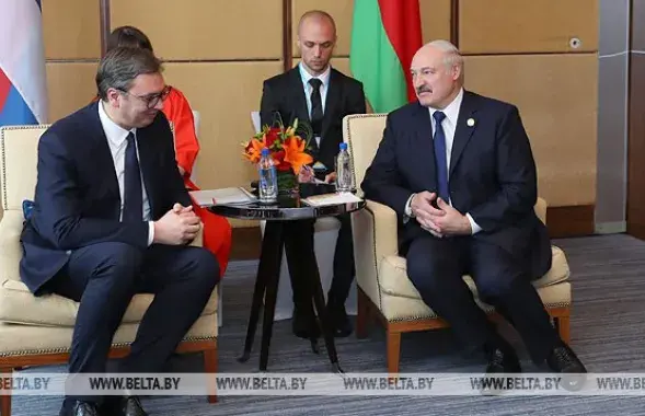 Александр Вучич и Александр Лукашенко на встрече в Китае / БЕЛТА
