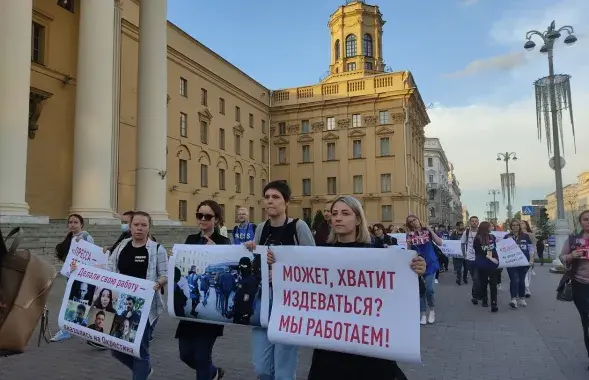 Акцыя журналістаў супраць затрыманняў прадстаўнікоў СМІ ў верасні 2020 года / Еўрарадыё