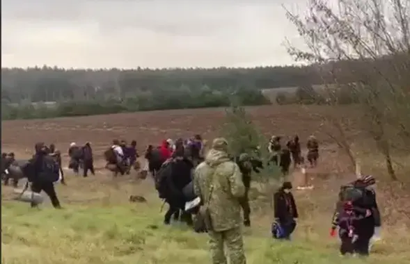 Вялікая група мігрантаў была заўважаная на дарозе Мінск &mdash; Гродна / скрыншот відэа