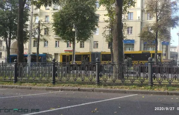 Аўтобусы з сілавікамі ў цэнтры Мінска / Еўрарадыё
