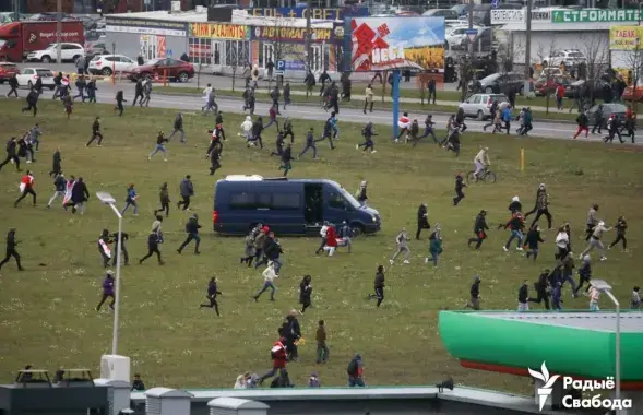 Разгон Маршу супраць тэрору&nbsp;на полі ля Экспабелу ў&nbsp;Мінску 1 лістапада 2020 года / "Радыё Свабода"