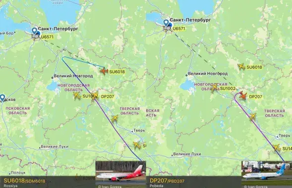 Некалькі гадзін аэрапорт Пулкава не прымаў і не выпускаў самалёты / flightrаdar / @bazabazon
