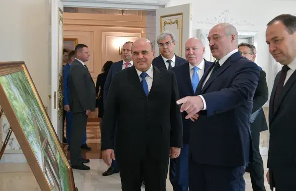 Лукашэнка і Мішусцін падчас сустрэчы ў Мінску / Reuters