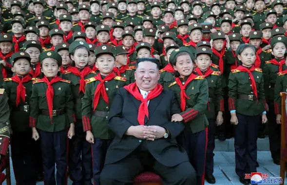 North Korean leader Kim Jong-un and children from Mangyeongdae Revolutionary School / Korean Central Telegraphic Agency / Reuters &nbsp;

&nbsp;
