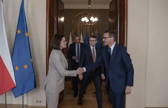 Святлана Ціханоўская сустрэлася з прэм&#39;ер-міністрам Польшчы Матэвушам Маравецкім​ /&nbsp;@tsikhanouskaya