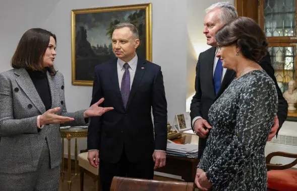 Святлана Ціханоўская з прэзідэнтамі Польшчы і Літвы
