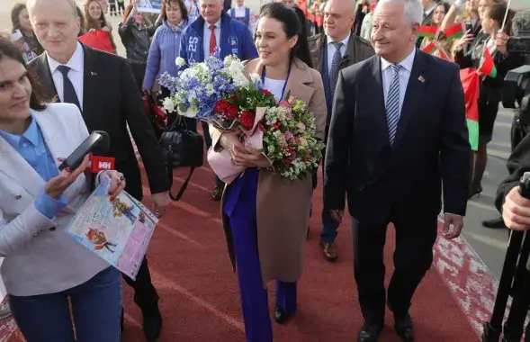 Сустрэча Марыны Васілеўскай у мінскім аэрапорце&nbsp;
