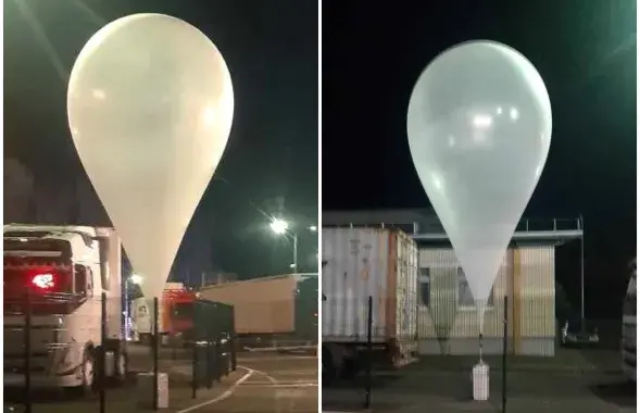 A weather balloon with smuggled cigarettes at a Lithuanian border crossing
