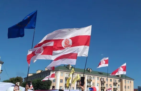 Партыйныя сцягі БСДП (Грамада), ілюстрацыйнае фота
