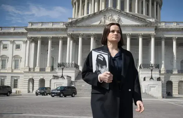 Tsikhanouskaya during her visit to the U.S.
