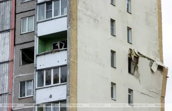 Дом у Гомеле, у якім адбыўся выбух газа
