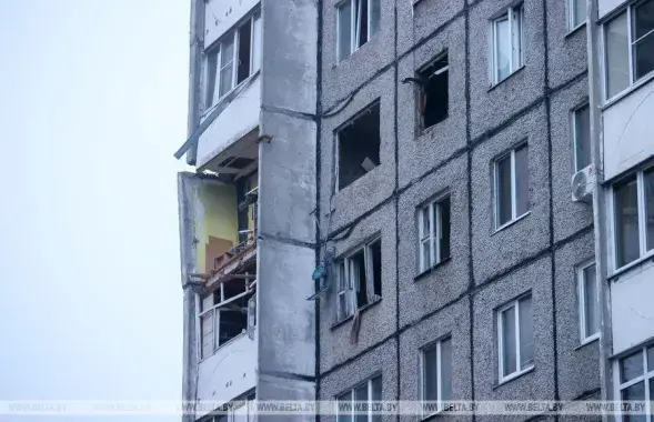 Панэлька ў Гомелі, што пацярпела ад выбуху газу
