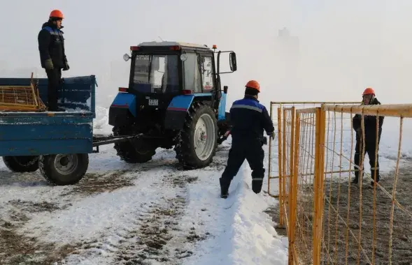 Ремонтные работы на тепломагистрали
