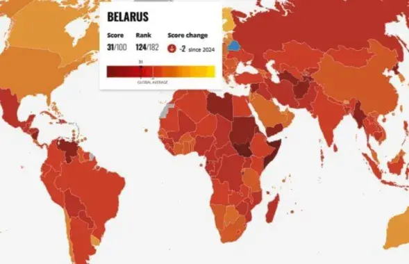 Беларусь у рэйтынгу ўспрымання карупцыі
