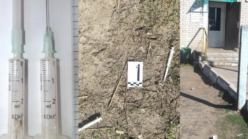 Каб заблытаць следчых, мядзельскія злодзеі кінулі шпрыцы каля абакрадзенай крамы